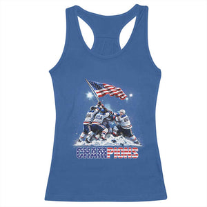USA Ice Hockey Racerback Tank Top Hockey Champions 2026 USA Players Raising Flag On Ice TS10 Royal Blue Print Your Wear