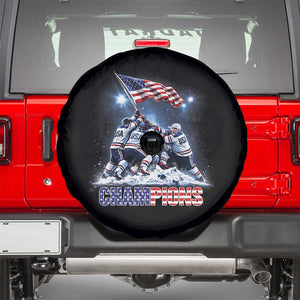 USA Ice Hockey Spare Tire Cover Hockey Champions 2026 USA Players Raising Flag On Ice TS10 Black Print Your Wear