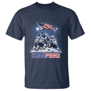 USA Ice Hockey T Shirt Hockey Champions 2026 USA Players Raising Flag On Ice TS10 Navy Print Your Wear