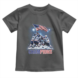 USA Ice Hockey Toddler T Shirt Hockey Champions 2026 USA Players Raising Flag On Ice TS10 Dark Heather Print Your Wear