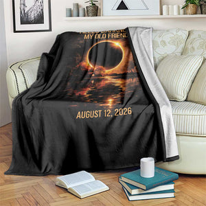 Solar Eclipse 2026 Throw Blanket Hello Darkness 12 August 2026 Totality Gift TS10 Print Your Wear