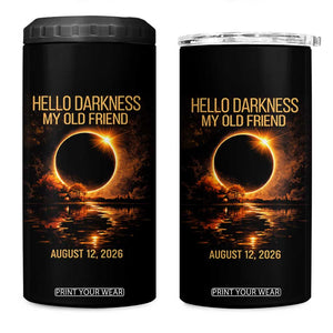Solar Eclipse 2026 4 in 1 Can Cooler Tumbler Hello Darkness 12 August 2026 Totality Gift TS10 One Size: 16 oz Black Print Your Wear