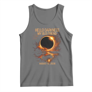 Solar Eclipse 2026 Tank Top Hello Darkness 12 August 2026 Totality Gift TS10 Black Heather Print Your Wear
