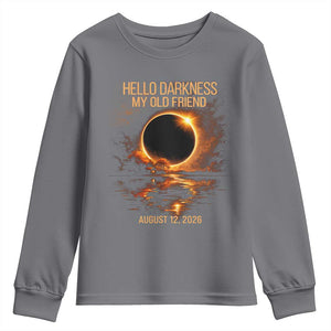Solar Eclipse 2026 Youth Sweatshirt Hello Darkness 12 August 2026 Totality Gift TS10 Charcoal Print Your Wear