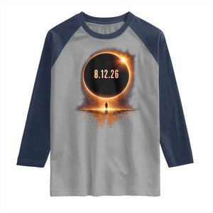 Total Solar Eclipse 2026 Raglan Shirt August 12th Totality Gift TS10 Sport Gray Navy Print Your Wear