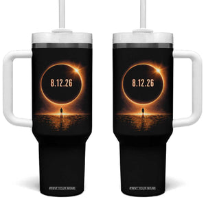 Total Solar Eclipse 2026 Tumbler With Handle August 12th Totality Gift TS10 One Size: 40 oz Black Print Your Wear