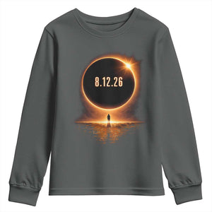 Total Solar Eclipse 2026 Youth Sweatshirt August 12th Totality Gift TS10 Dark Heather Print Your Wear