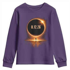 Total Solar Eclipse 2026 Youth Sweatshirt August 12th Totality Gift TS10 Purple Print Your Wear