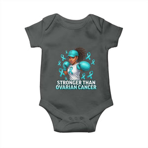 Black Women Fight Ovarian Cancer Awareness Baby Onesie African American Teal Ribbon Support TS10 Dark Heather Print Your Wear