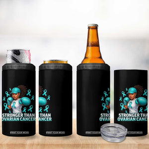 Black Women Fight Ovarian Cancer Awareness 4 in 1 Can Cooler Tumbler African American Teal Ribbon Support TS10 Print Your Wear