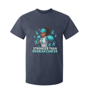 Black Women Fight Ovarian Cancer Awareness T Shirt For Kid African American Teal Ribbon Support TS10 Navy Print Your Wear
