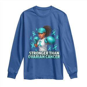 Black Women Fight Ovarian Cancer Awareness Long Sleeve Shirt African American Teal Ribbon Support TS10 Royal Blue Print Your Wear