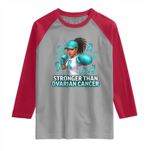 Black Women Fight Ovarian Cancer Awareness Raglan Shirt African American Teal Ribbon Support TS10 Sport Gray Red Print Your Wear