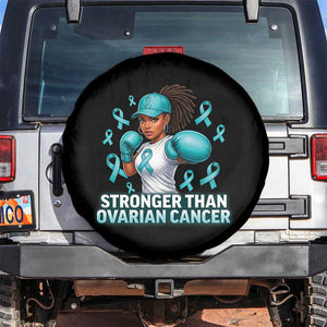 Black Women Fight Ovarian Cancer Awareness Spare Tire Cover African American Teal Ribbon Support TS10 No hole Black Print Your Wear