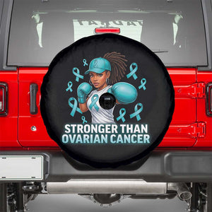Black Women Fight Ovarian Cancer Awareness Spare Tire Cover African American Teal Ribbon Support TS10 Black Print Your Wear