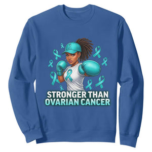 Black Women Fight Ovarian Cancer Awareness Sweatshirt African American Teal Ribbon Support TS10 Royal Blue Print Your Wear