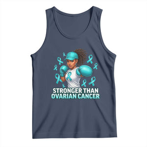 Black Women Fight Ovarian Cancer Awareness Tank Top African American Teal Ribbon Support TS10 Navy Print Your Wear