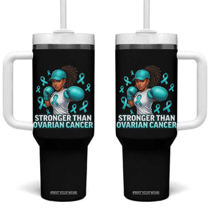 Black Women Fight Ovarian Cancer Awareness Tumbler With Handle African American Teal Ribbon Support TS10 One Size: 40 oz Black Print Your Wear