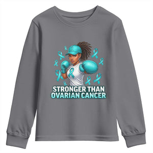 Black Women Fight Ovarian Cancer Awareness Youth Sweatshirt African American Teal Ribbon Support TS10 Charcoal Print Your Wear