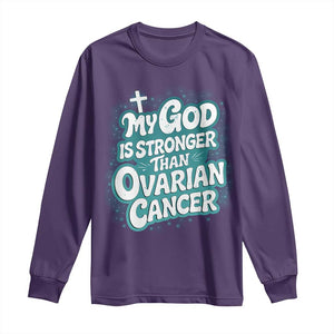 My God is Stronger Than Ovarian Cancer Long Sleeve Shirt TS10 Purple Print Your Wear