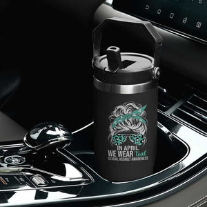 Sexual Assault Awareness Flip Straw Tumbler In April We Wear Teal Women TS10 Print Your Wear