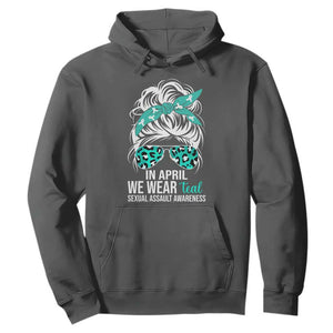 Sexual Assault Awareness Hoodie In April We Wear Teal Women TS10 Dark Heather Print Your Wear