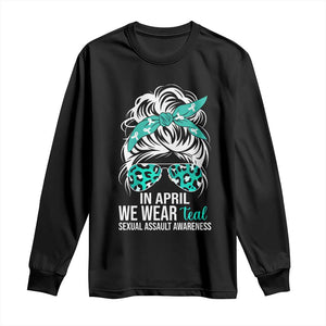 Sexual Assault Awareness Long Sleeve Shirt In April We Wear Teal Women TS10 Black Print Your Wear