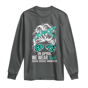 Sexual Assault Awareness Long Sleeve Shirt In April We Wear Teal Women TS10 Dark Heather Print Your Wear