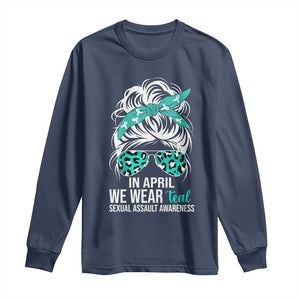 Sexual Assault Awareness Long Sleeve Shirt In April We Wear Teal Women TS10 Navy Print Your Wear