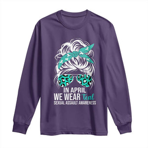 Sexual Assault Awareness Long Sleeve Shirt In April We Wear Teal Women TS10 Purple Print Your Wear