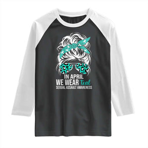 Sexual Assault Awareness Raglan Shirt In April We Wear Teal Women TS10 Black White Print Your Wear