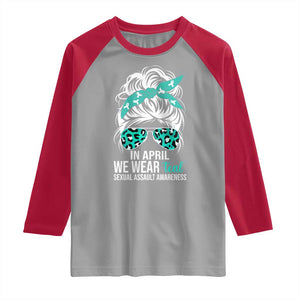 Sexual Assault Awareness Raglan Shirt In April We Wear Teal Women TS10 Sport Gray Red Print Your Wear