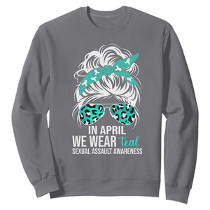 Sexual Assault Awareness Sweatshirt In April We Wear Teal Women TS10 Charcoal Print Your Wear
