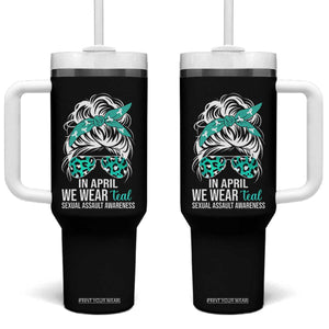 Sexual Assault Awareness Tumbler With Handle In April We Wear Teal Women TS10 One Size: 40 oz Black Print Your Wear