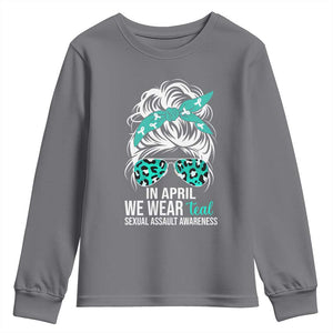 Sexual Assault Awareness Youth Sweatshirt In April We Wear Teal Women TS10 Charcoal Print Your Wear