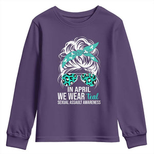 Sexual Assault Awareness Youth Sweatshirt In April We Wear Teal Women TS10 Purple Print Your Wear