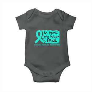 Sexual Assault Awareness Baby Onesie In April We Wear Teal TS10 Dark Heather Print Your Wear