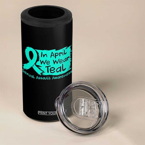 Sexual Assault Awareness 4 in 1 Can Cooler Tumbler In April We Wear Teal TS10 Print Your Wear
