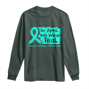 Sexual Assault Awareness Long Sleeve Shirt In April We Wear Teal TS10 Dark Forest Green Print Your Wear