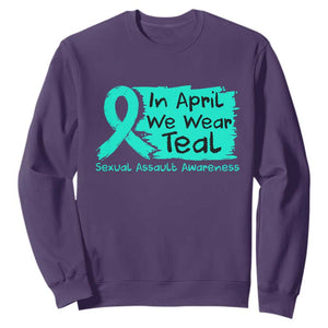 Sexual Assault Awareness Sweatshirt In April We Wear Teal TS10 Purple Print Your Wear
