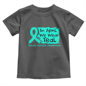 Sexual Assault Awareness Toddler T Shirt In April We Wear Teal TS10 Dark Heather Print Your Wear