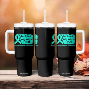 Sexual Assault Awareness Tumbler With Handle In April We Wear Teal TS10 Print Your Wear