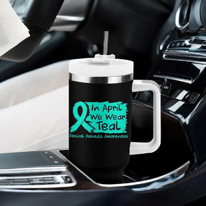 Sexual Assault Awareness Tumbler With Handle In April We Wear Teal TS10 Print Your Wear