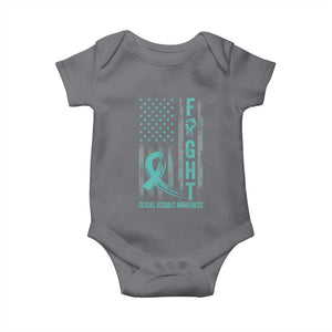 Sexual Assault Awareness Baby Onesie Fight Cancer American Flag Teal Ribbon TS10 Charcoal Print Your Wear