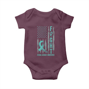 Sexual Assault Awareness Baby Onesie Fight Cancer American Flag Teal Ribbon TS10 Maroon Print Your Wear