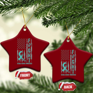 Sexual Assault Awareness Ceramic Ornament Fight Cancer American Flag Teal Ribbon TS10 Print Your Wear