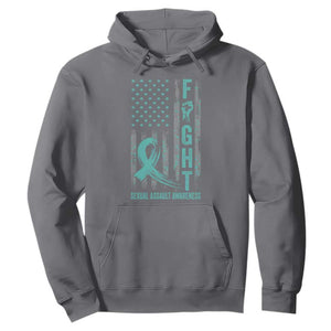 Sexual Assault Awareness Hoodie Fight Cancer American Flag Teal Ribbon TS10 Charcoal Print Your Wear