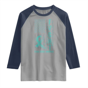 Sexual Assault Awareness Raglan Shirt Fight Cancer American Flag Teal Ribbon TS10 Sport Gray Navy Print Your Wear