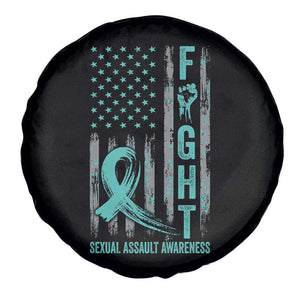 Sexual Assault Awareness Spare Tire Cover Fight Cancer American Flag Teal Ribbon TS10 Print Your Wear