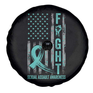 Sexual Assault Awareness Spare Tire Cover Fight Cancer American Flag Teal Ribbon TS10 Print Your Wear